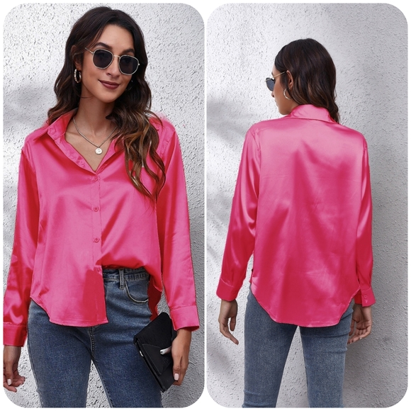 Pink Collared Neck Buttoned Long Sleeve Shirt - Picture 3 of 12